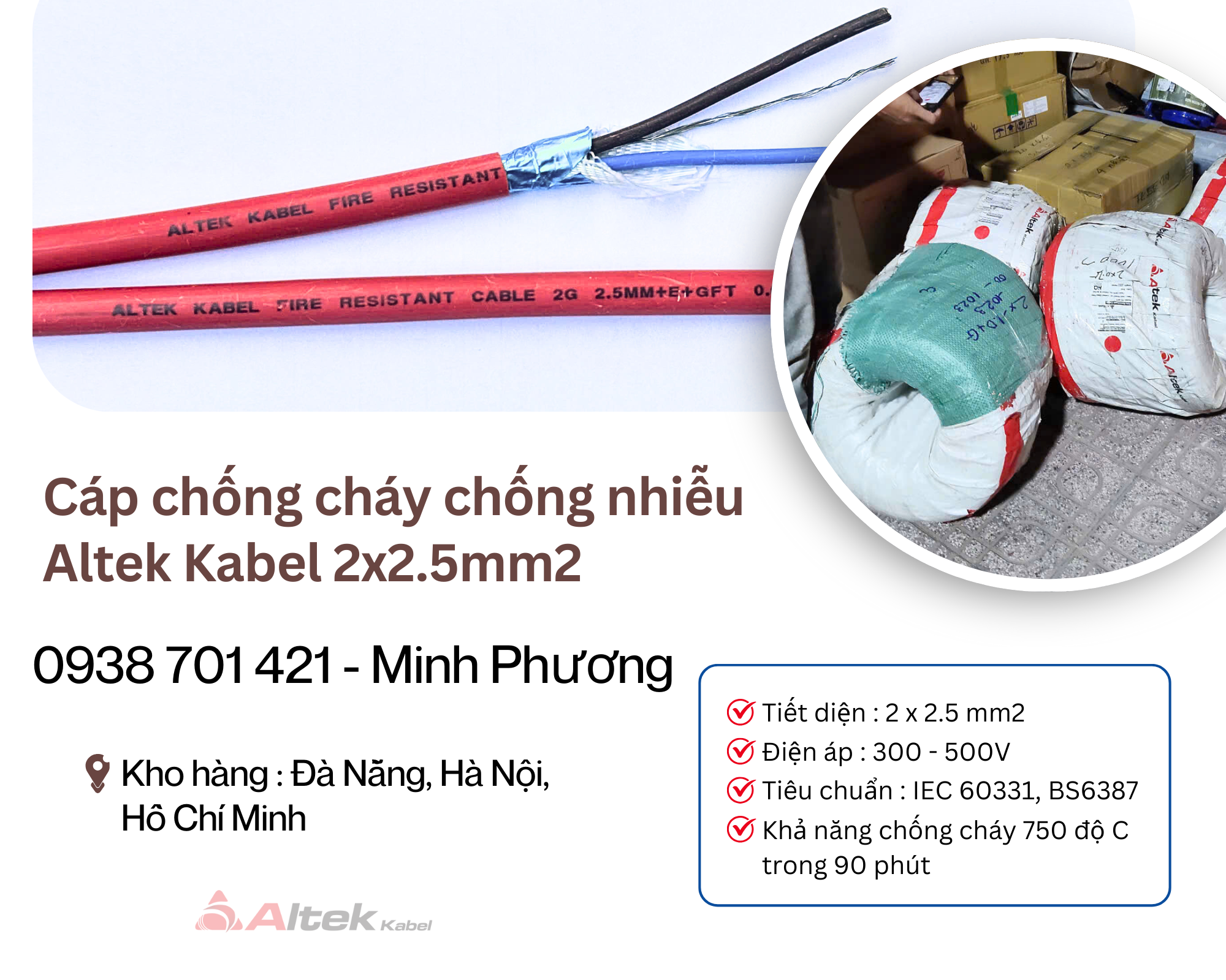 Cáp chống cháy chống nhiễu Altek Kabel 2x2.5mm2 tại ĐÀ NẴNG – HÀ NỘI – HỒ CHÍ MI